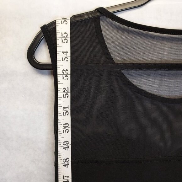 Get Laud Maxi Dress M Bodycon Black Sheer Mesh Top Sweetheart Stretch Sleeveless - Picture 7 of 12